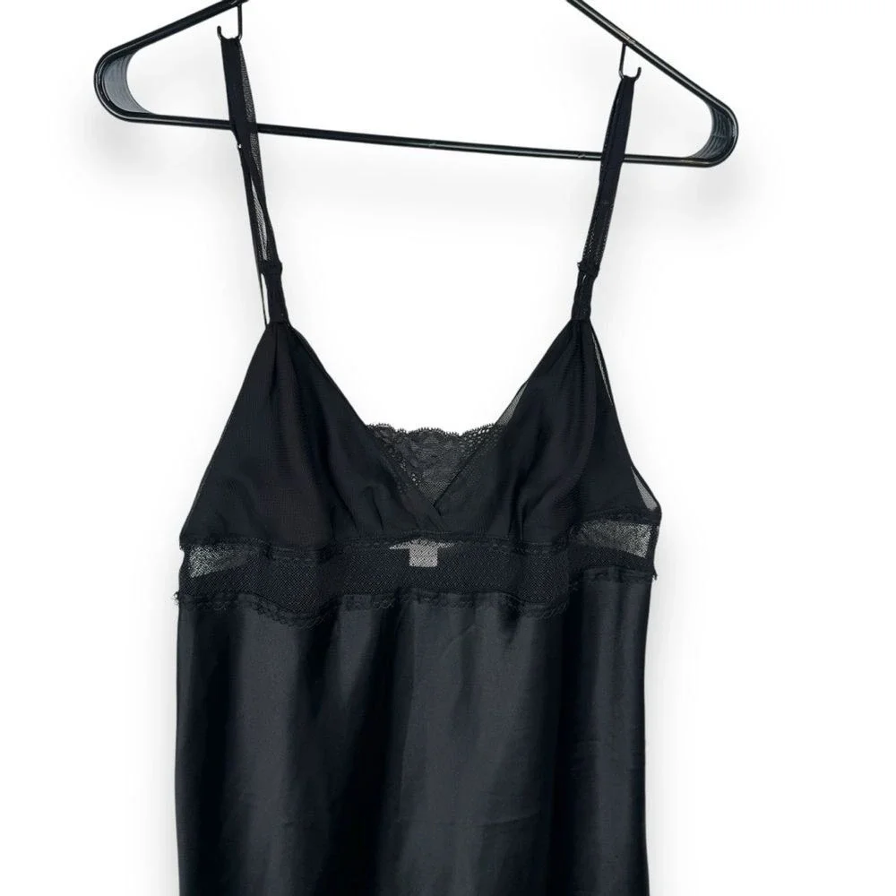Victoria's Secret Black Satin Slip Dress with Lace Trim - Picture 14 of 15